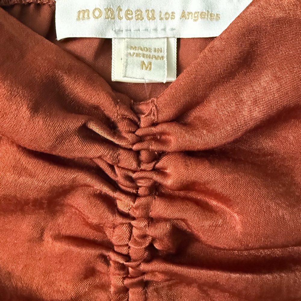 Monteau Rust Red Ruched Front Cami - Picture 2 of 7